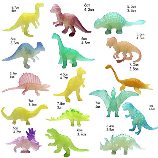 16 figurines dinosaures fluorescentes