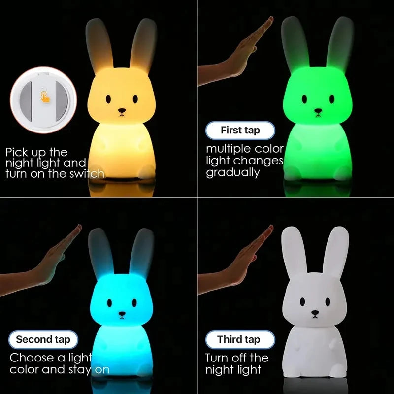 Veilleuse colorée Lapin LED Silicone