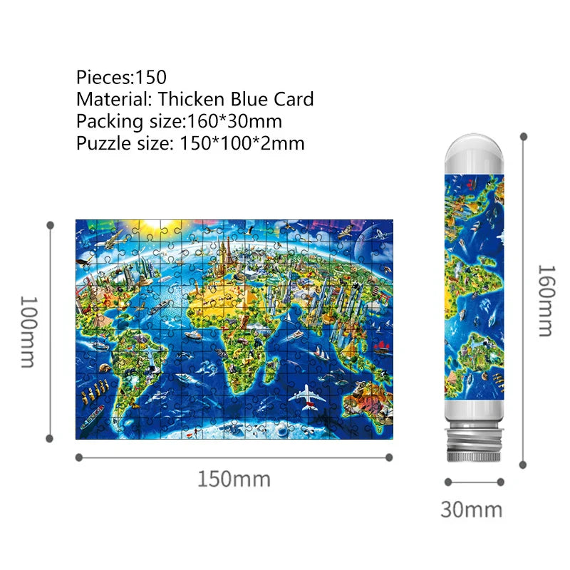Puzzle carte du monde & monuments 150 pièces