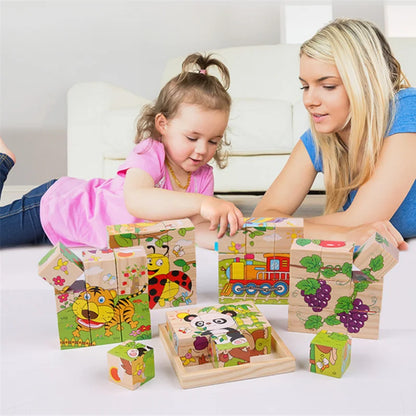 Puzzles en blocs de bois Montessori