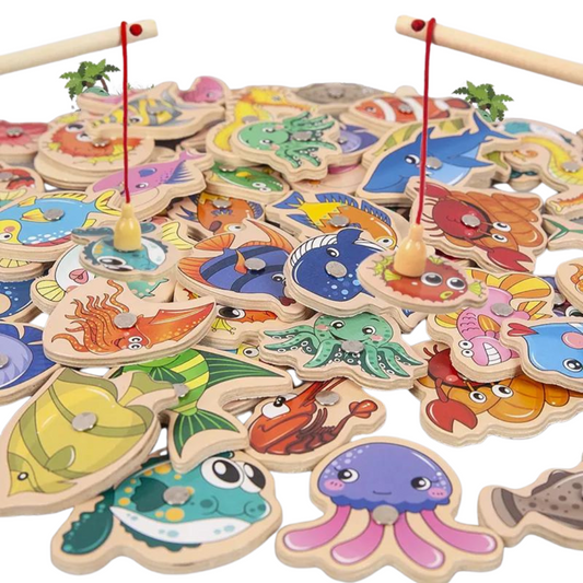 Jeu de pêche magnétique en bois